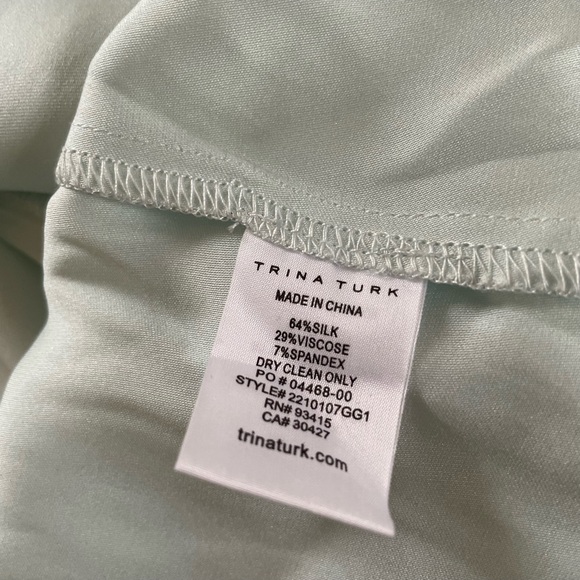 Trina Turk Puff Sleeve Silk Blend Blouse, Blue Frost, Small - Picture 9 of 9